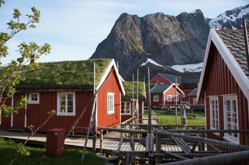 Reine Rorbuer mit Blick auf den Reinebringen