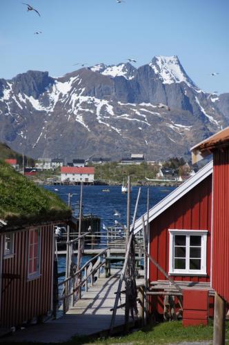 Blick von Reine Rorbuer nach Westen zum Hermannsdalstinden